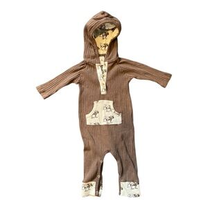 #M116, kate quinn long sleeve, hooded, ribbed organic cotton Onesie, siz…